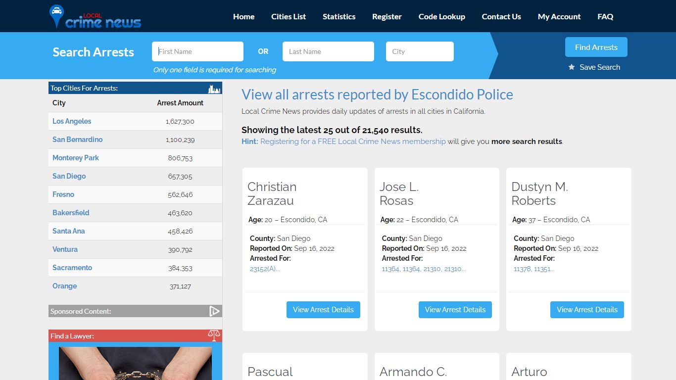 Arrests reported by Escondido Police | Local Crime News