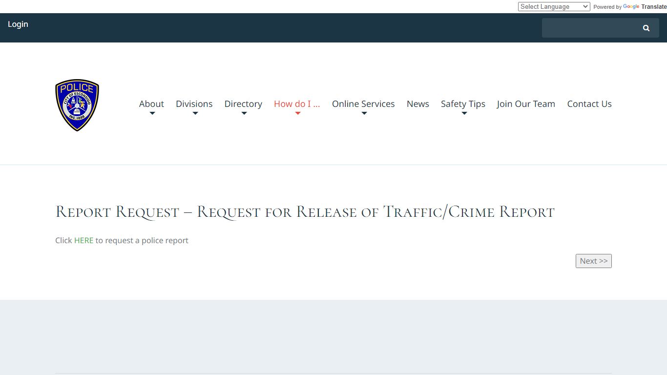 Request a Police Report - Escondido Police Department